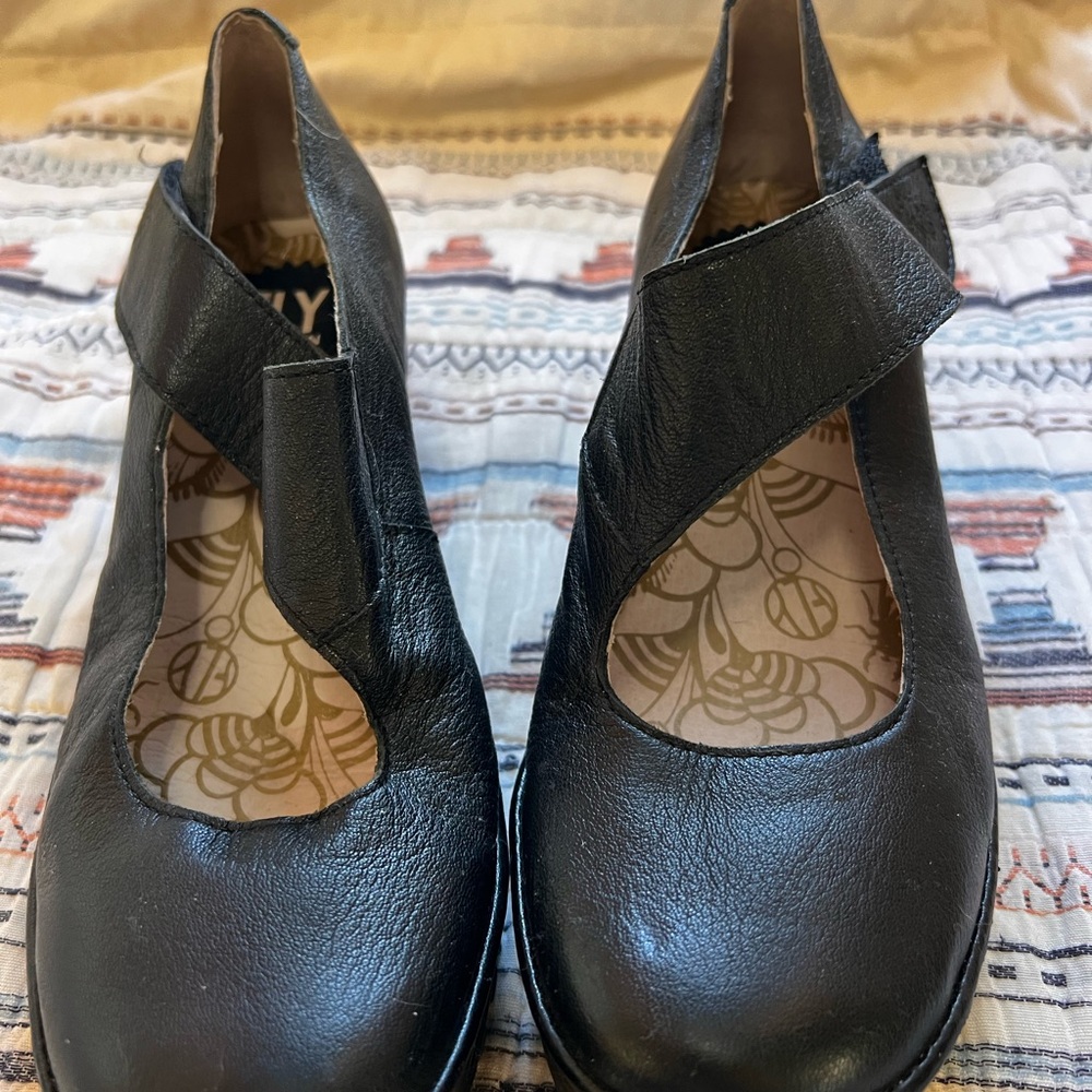 Fly Black Baby Jane Wedge Women's Shoes